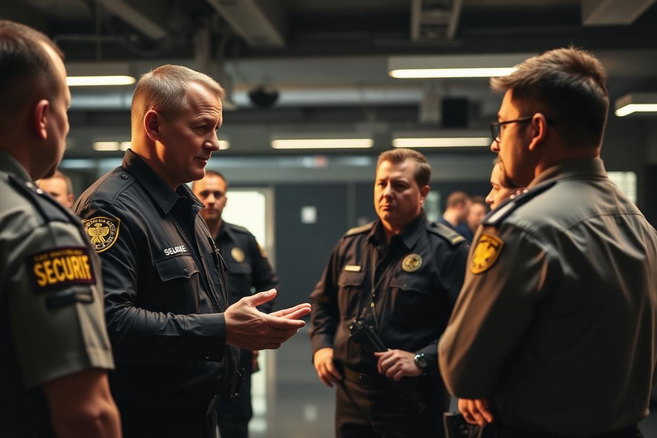 Instrutor da Watema Security a orientar uma equipa de agentes em formação